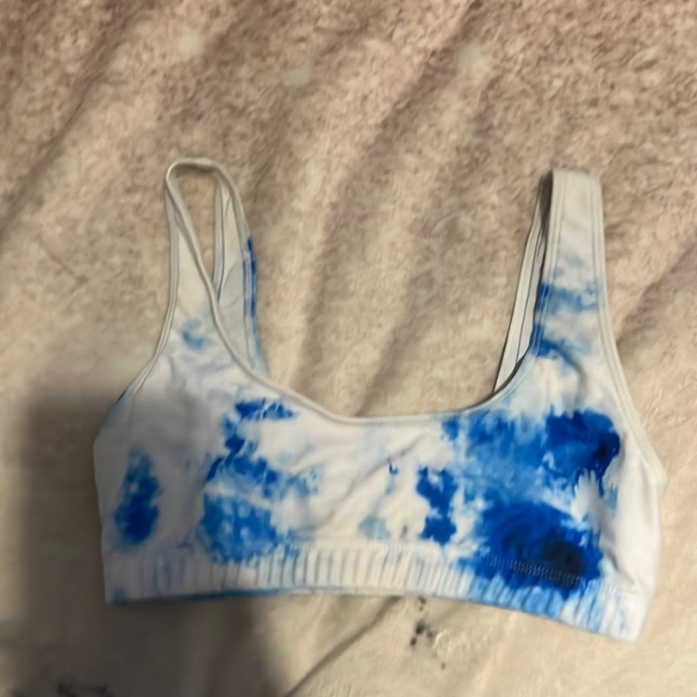 tie dye blue bathing suit top